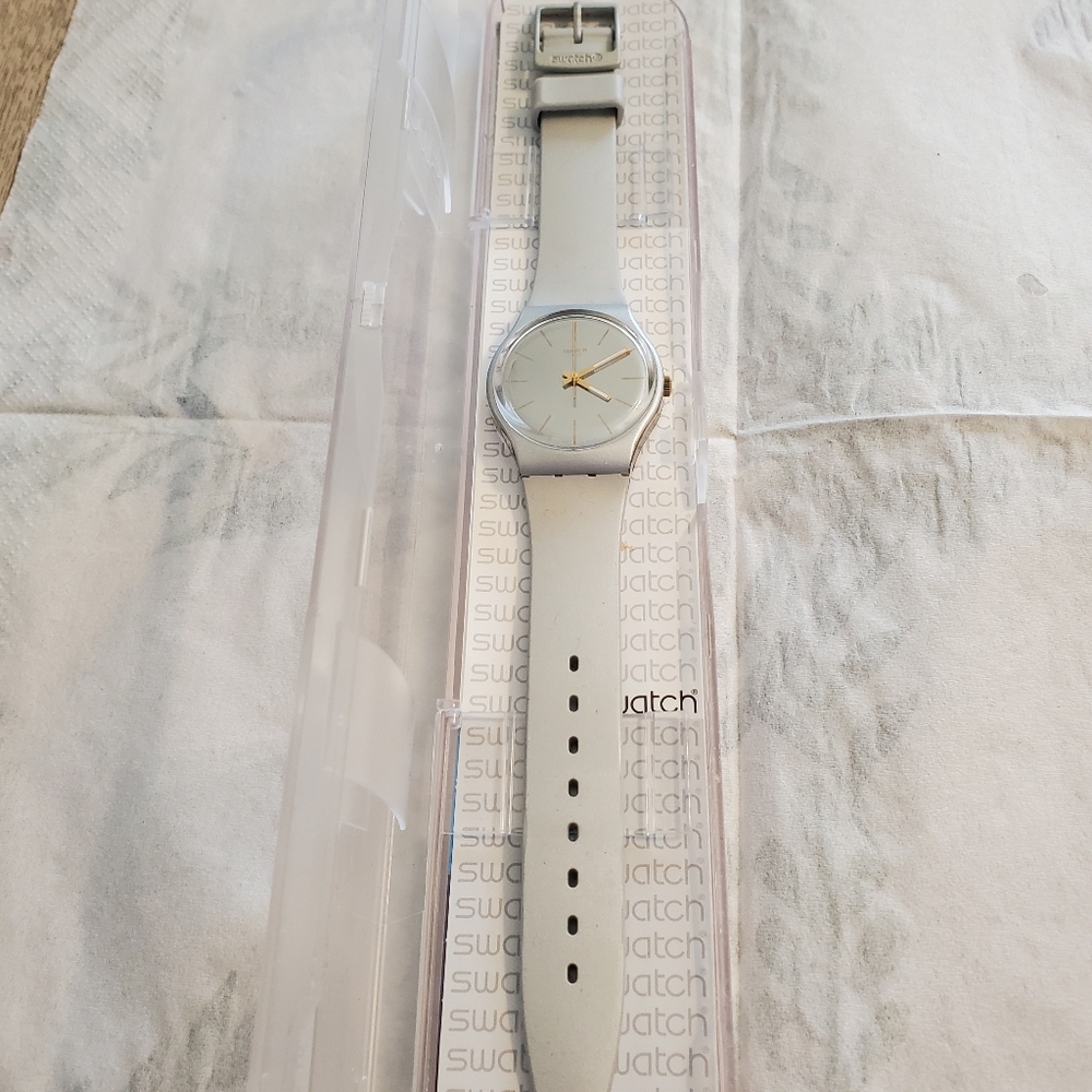 Womans silver Swatch watch
